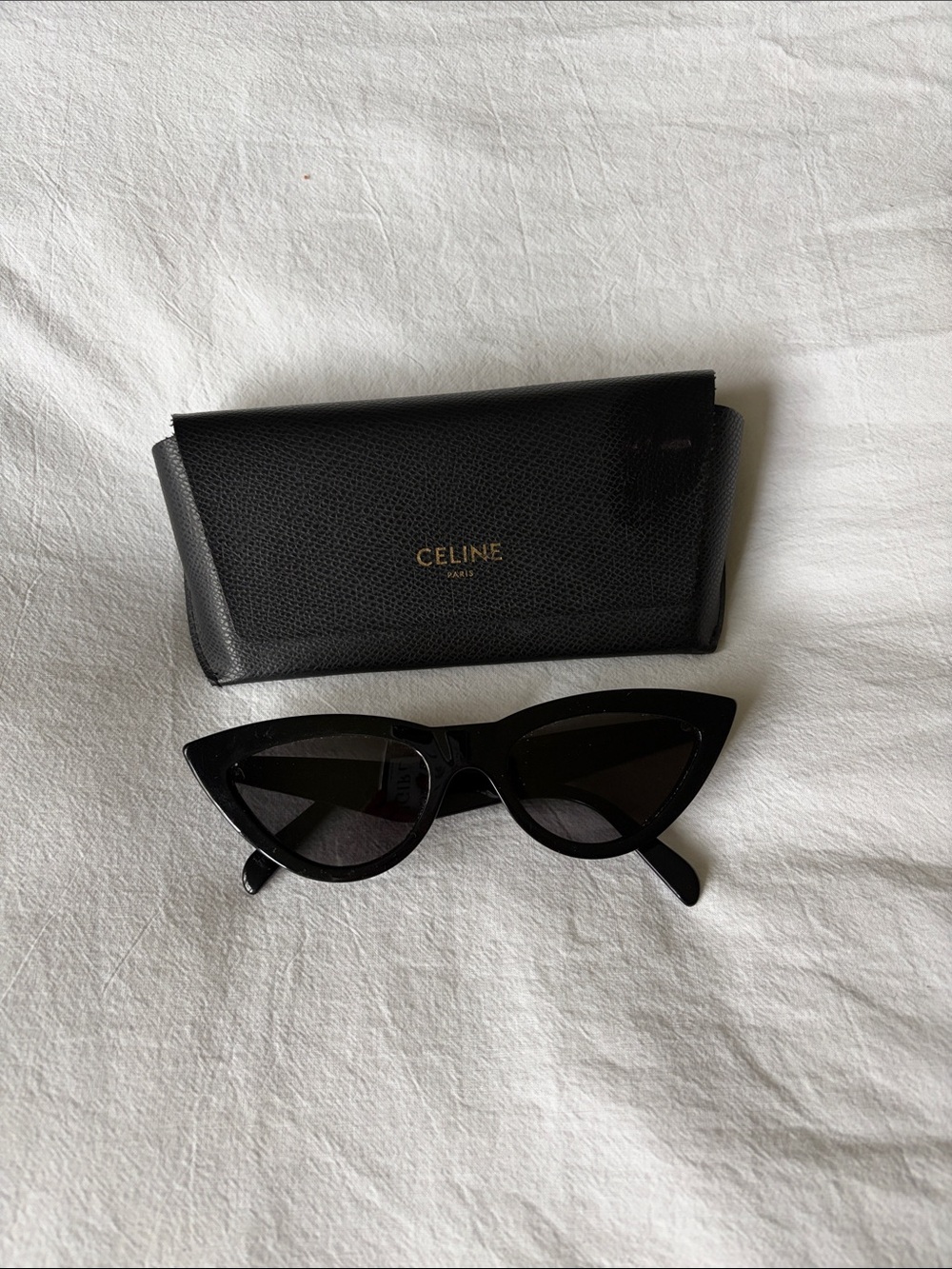 Celine Black Cat-Eye Sunglasses with Black Case